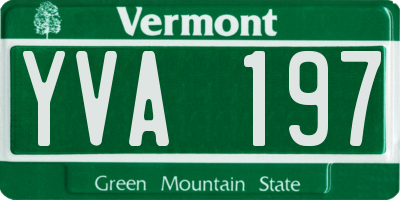 VT license plate YVA197