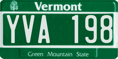 VT license plate YVA198