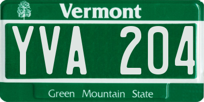 VT license plate YVA204