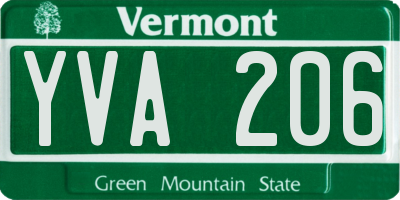 VT license plate YVA206