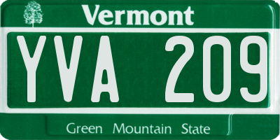 VT license plate YVA209