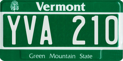 VT license plate YVA210