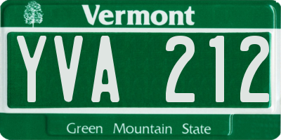 VT license plate YVA212