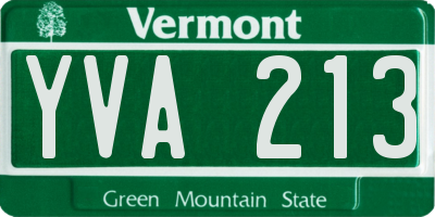 VT license plate YVA213