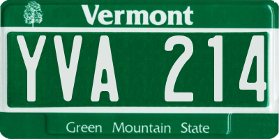 VT license plate YVA214
