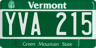 VT license plate YVA215