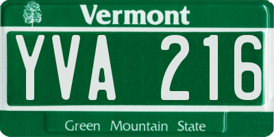 VT license plate YVA216