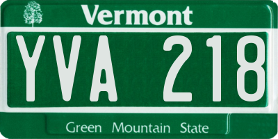 VT license plate YVA218