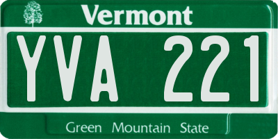 VT license plate YVA221