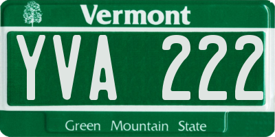 VT license plate YVA222