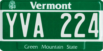 VT license plate YVA224