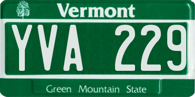 VT license plate YVA229
