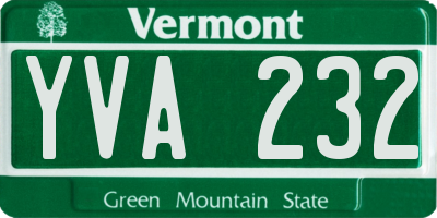 VT license plate YVA232