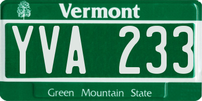 VT license plate YVA233