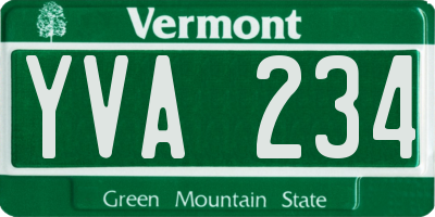 VT license plate YVA234