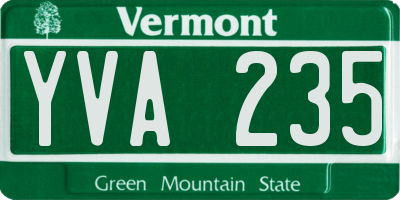 VT license plate YVA235
