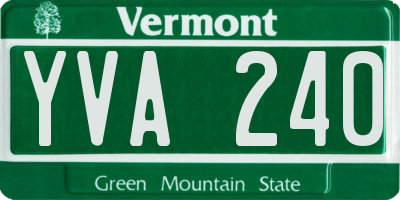 VT license plate YVA240