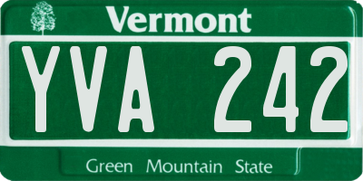VT license plate YVA242