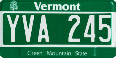 VT license plate YVA245