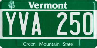 VT license plate YVA250