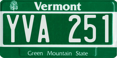VT license plate YVA251