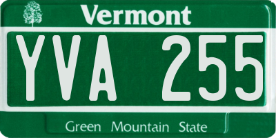 VT license plate YVA255