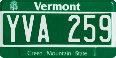 VT license plate YVA259