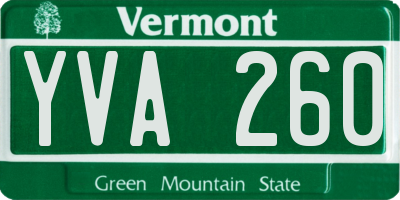 VT license plate YVA260
