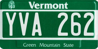 VT license plate YVA262