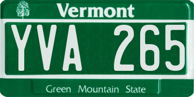 VT license plate YVA265