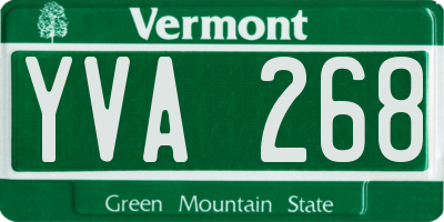 VT license plate YVA268