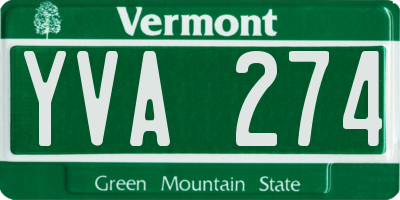 VT license plate YVA274