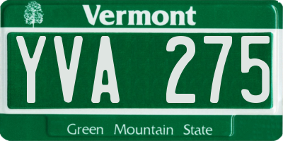 VT license plate YVA275