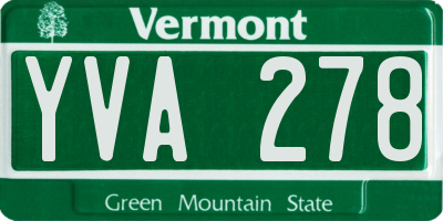 VT license plate YVA278
