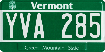 VT license plate YVA285