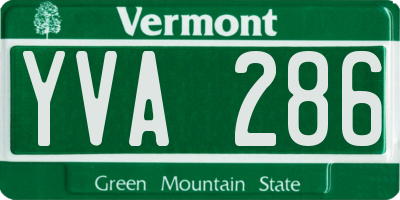 VT license plate YVA286