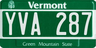 VT license plate YVA287