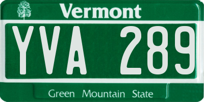 VT license plate YVA289