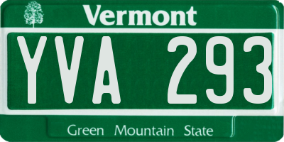 VT license plate YVA293