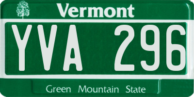VT license plate YVA296