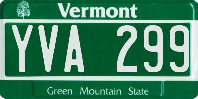 VT license plate YVA299