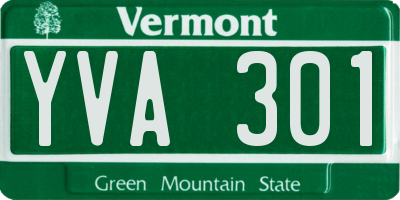 VT license plate YVA301