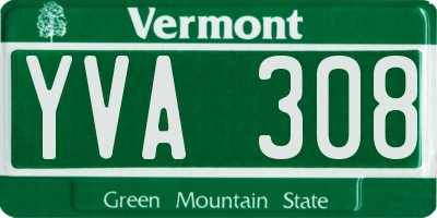 VT license plate YVA308