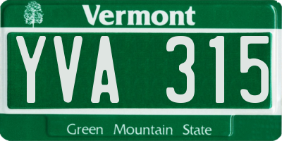 VT license plate YVA315