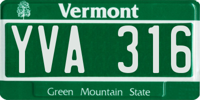 VT license plate YVA316