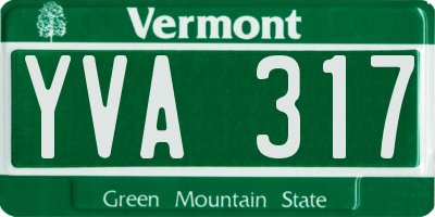 VT license plate YVA317