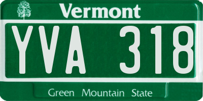 VT license plate YVA318