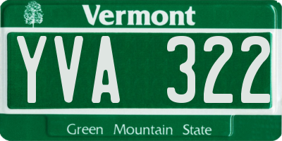 VT license plate YVA322