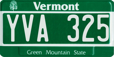 VT license plate YVA325