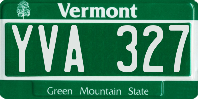 VT license plate YVA327